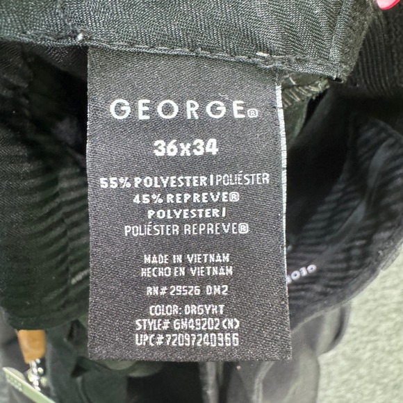 George Men's 36x34 Dress Pants Charcoal Grey Classic Pleated Recycled Polyester - Picture 5 of 8